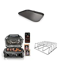 Chapa Grill Ninja XL Woodfire Outdoor Elétrica Grelha, Defumador e Churrasqueira Externo, Preto