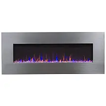 Lareira Elétrica de Embutir A52x127L com Alto falante Bluetooth, 1500W, 110v, TOUCHSTONE 80024, Prateado