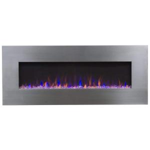 Lareira Elétrica de Embutir A52x127L com Alto falante Bluetooth, 1500W, 110v, TOUCHSTONE 80024, Prateado