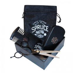 Kit para Barba Profissional Portátil com Cera e Pente, 3 Itens, SPRUCE GROOMING PRODUCTS, Preto