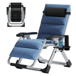 Cadeira Reclinável Ajustável Gravidade Zero com Apoio de Cabeça e Porta Copos, DoCred, Azul