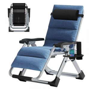 Cadeira Reclinável Ajustável Gravidade Zero com Apoio de Cabeça e Porta Copos, DoCred, Azul