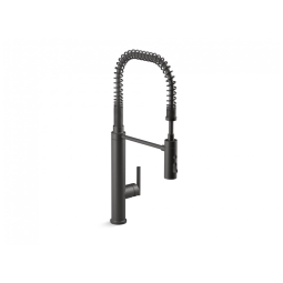 Torneira Cozinha Comercial com Pulverizador Pull Down de 3 Funções, KOHLER 24982-BL Purist, Preto Fosco
