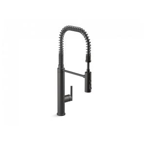 Torneira Cozinha Comercial com Pulverizador Pull Down de 3 Funções, KOHLER 24982-BL Purist, Preto Fosco