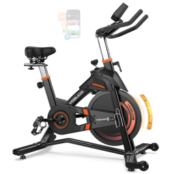 Bicicleta Ergométrica Magnética YOSUDA Pro Preta e Laranja com Bluetooth, Volante 22,7 kg, 100 Níveis de Resistência – Modelo L-007C