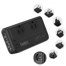 Transformador de Tensão até 200W Converte 220V a 110V com Proteção Contra Picos de Energia, Ceptics, Branco