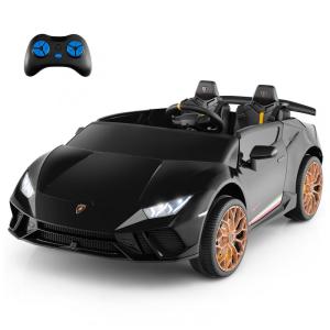 Carro Elétrico Infantil Lamborghini Licenciado 24V, 4WD, 2 Lugares, Controle Remoto, Luzes LED, Música Bluetooth – Costzon S311, Preto