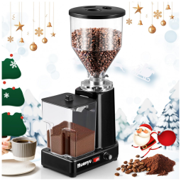 Moedor de Café Elétrico 19 Níveis de Moagem até 1kg Aço Inoxidável, 200W, 110v, HUANYU, Preto