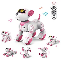 Cachorro Robô de Controle Remoto Canta e Dança para Crianças de 3 Anos ou Mais, BIWASE, Rosa