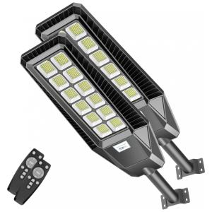 Luminária Solar Externa 70000 Lúmens com Sensor de Movimento a Prova d IP66, 2 Unidades, HYKOONT GS6300, Preto