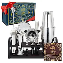 Kit Bn Profissional 14 Peças em Aço Inoxidável com Suporte de Madeira, ABERDEEN OAK, Prateado