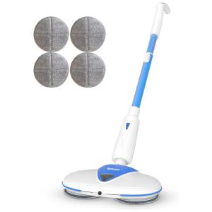 Esfregão Mop Elétrico sem Fio à Bateria com 4 Acessórios Extras, 110v, DYMOSEN, Azul