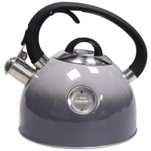 Chaleira de Chá 2.6L com Apito, Aço Inoxidável e Cabo Ergonômico, MOLLANY SH 1, Cinza