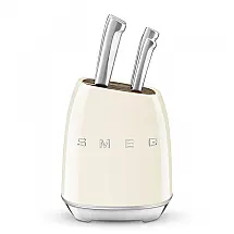 Conjunto de Facas com Bloco de Bancada 7 Peças, SMEG, Creme