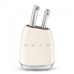 Conjunto de Facas com Bloco de Bancada 7 Peças, SMEG, Creme