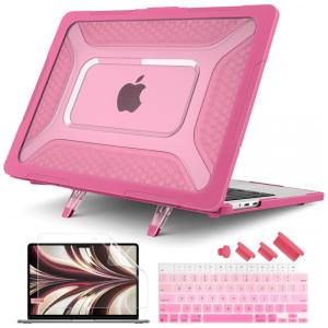 Capa Rígida Batianda Honeycomb MacBook Air 13,6" Rosa – Modelos A2681, A3113, A3240 com Suporte Dobrável e Proteção Completa
