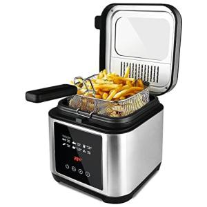 Fritadeira Elétrica Industrial a Óleo 2.5L com Controle de Temperatura, 1200W, Aço Inox, 110v, CUSIMAX CMDF 03, Cinza