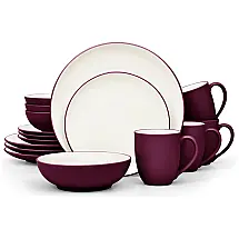 Aparelho de Jantar Noritake Rosa Escuro 16 Peças em Cerâmica sem BPA, Redondo, Elegante e Sofisticado
