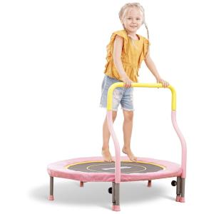 Pelpo Kids F 36PY Cama Elastica Infantil com Diâmetro e Corrimão Ajustável para até 70 kg, Rosa