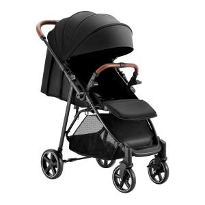 Carrinho de Bebê Compacto e Leve com Encosto Ajustável e Cinto de Segurança de 5 Pontos, HARPPA, Cinza