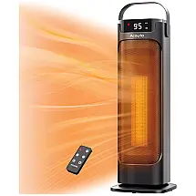 Aquecedor Elétrico com Modo ECO Controle Remoto e Temporizador de 12H, 1500W, 110v, ACOUTO, Preto