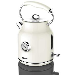 Homeart Chaleira de Chá Elétrica 1.7L, com Apito, Aço Inoxidável, 110V, 1500W, Branca