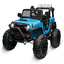 Kidzone Carro, Carrinho Elétrico 12V Recarregável c, 2 Assentos, Luzes, Sons e 2 Vel até 5 km, h, Azul