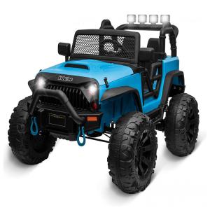 Kidzone Carro, Carrinho Elétrico 12V Recarregável c, 2 Assentos, Luzes, Sons e 2 Vel até 5 km, h, Azul