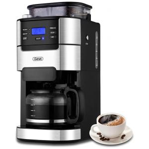 Máquina de Café Expresso 1.5L com Moedor Embutido e Temporizador, 110V, GEVI, Preta