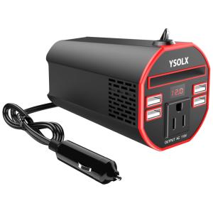 YSOLX Inversor de Potência 150W 12V para AC 4 Porta USB Suporte para Cartão Tela LCD, 110v, BUYWHAT, Vermelho