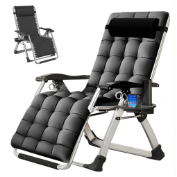 LILYPELLE Cadeira Reclinável Ajustável Gravidade Zero com Apoio de Cabeça e Porta Copos, Cinza