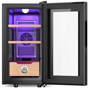 Umidor Elétrico para Charutos 150 Unidades com Prateleiras, Higrômetro e Luz, 110 Volts, MANITHAN, Preto