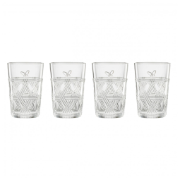 Conjunto de Copos 350mL para Qualquer Ocasião com Tema de Borboletas, 4 Peças e Resistente à Quebra, LENOX 896076, Transparente