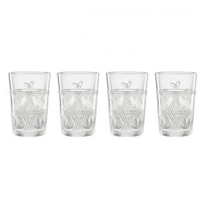 Conjunto de Copos 350mL para Qualquer Ocasião com Tema de Borboletas, 4 Peças e Resistente à Quebra, LENOX 896076, Transparente