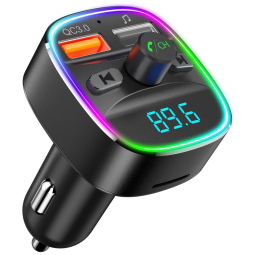 Adaptador Transmissor Veicular Bluetooth Veicular USB LED, NULAXY NX10, Preto