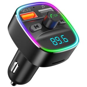 Adaptador Transmissor Veicular Bluetooth Veicular USB LED, NULAXY NX10, Preto