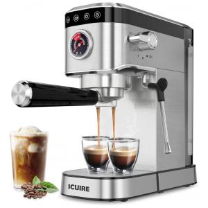 Máquina de Café Expresso com Painel Digital e Bocal de Leite, 110V, ICUIRE, Prata