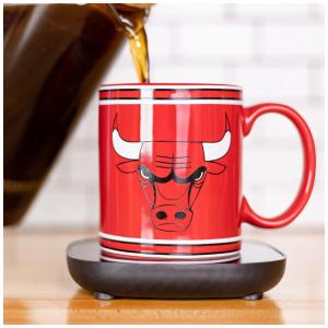Aquecedor de Caneca, Tema Chicago Bulls da NBA com Desligamento Automático, Inclui Caneca, 16W, Uncanny Brands, Vermelha