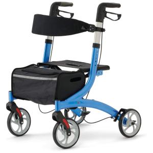 Medline MDS86890EUB Andador Adulto Idoso com Apoio de Braço, Assento Acolchoado e Cesto, Suporta até 136 kg, Azul