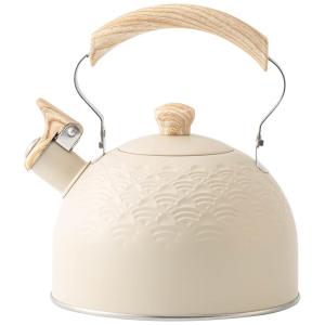 Chaleira de Chá 2.5 Litros em Aço Inoxidável com Alça de Madeira, TEDSWAIT, Bege