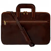 Bolsa Maleta Masculina de Couro Marrom Escuro para Laptop até 15,6" – TIME RESISTANCE