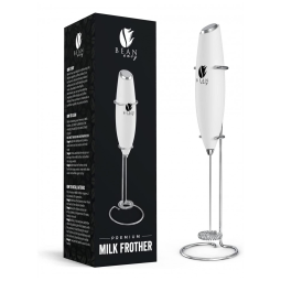 Bean Envy Espumador Elétrico de Leite em Aço Inoxidável a Bateria com Suporte, Branco