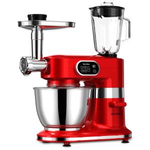 Batedeira de Bancada 8 em 1, Capacidade 8L com 6 Velocidades, Aço Inoxidável, 800W, 110v, GOCOKI, Vermelho