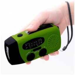 Rádio AM FM e NOAA 1200mAh Com Bateria Solar ou Manivela de Recarga USB Alarme SOS Verde