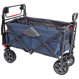Carrinho Dobrável para Camping e Jardim com Rodas para todos os Terrenos e Compartimento Lateral, Capacidade 136kg, Mac Sports WPP100, Azul
