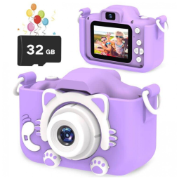 Câmera Selfie Infantil Goopow Para Meninos/Meninas 3-9 Anos, HD Presente Natal/Aniversário, Portátil com Cartão SD 32GB.
