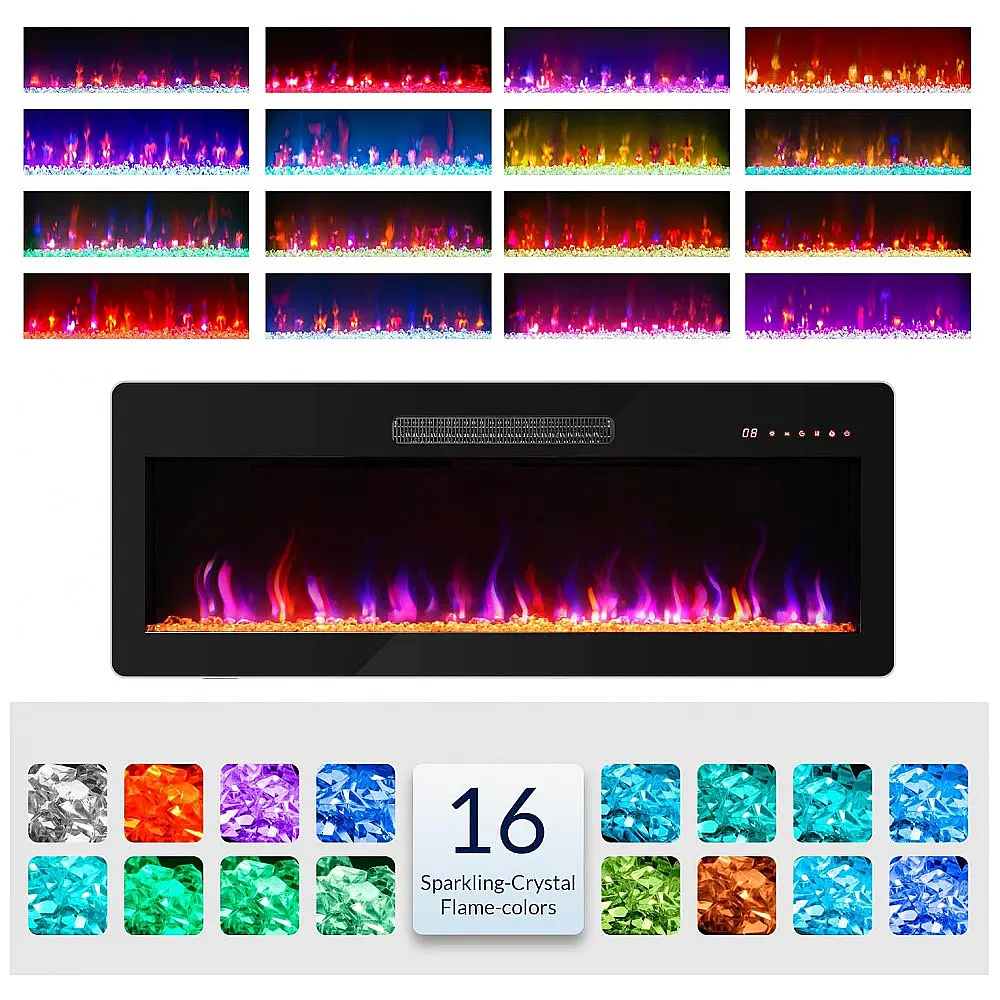Lareira Elétrica Belleze 107x41cm 1400W 16 Cores LED Touch Embutir 110V — foto 3