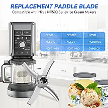 Pá de Reposição em Aço Inox Compatível com Sorveteira Ninja CREAMi Série NC501 e NC500 (Deluxe/XL) — Peça Compatível GreeSuit (não original