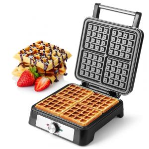 Máquina de Waffles UVFAST Quadrados Belgas, 4 Waffles, 3 Níveis Torra, 1200W, 120V