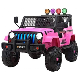Carro Elétrico Infantil 2 Assentos com Suspensão de Mola, Bluetooth, 12V, Uenjoy, Rosa